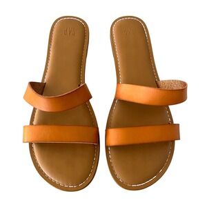 GAP Leather Slide Sandals Two Strap Flat Casual Summer Sandals Size 10